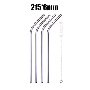 4/8Pcs Reusable High Quality Stainless Steel Metal Drinking Straw with Cleaner Brush Wholesale