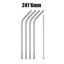 Load image into Gallery viewer, 4/8Pcs Reusable High Quality Stainless Steel Metal Drinking Straw with Cleaner Brush Wholesale