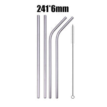 Load image into Gallery viewer, 4/8Pcs Reusable High Quality Stainless Steel Metal Drinking Straw with Cleaner Brush Wholesale