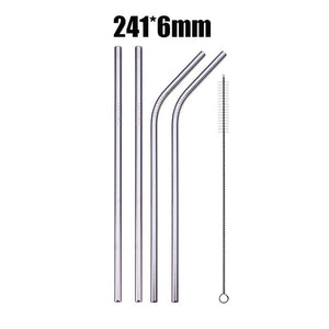 4/8Pcs Reusable High Quality Stainless Steel Metal Drinking Straw with Cleaner Brush Wholesale