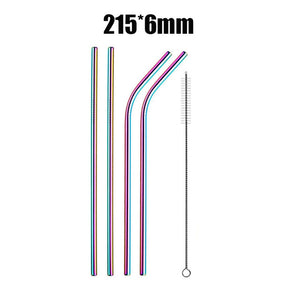 4/8Pcs Reusable High Quality Stainless Steel Metal Drinking Straw with Cleaner Brush Wholesale