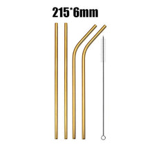 Load image into Gallery viewer, 4/8Pcs Reusable High Quality Stainless Steel Metal Drinking Straw with Cleaner Brush Wholesale