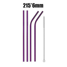 Load image into Gallery viewer, 4/8Pcs Reusable High Quality Stainless Steel Metal Drinking Straw with Cleaner Brush Wholesale