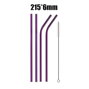 4/8Pcs Reusable High Quality Stainless Steel Metal Drinking Straw with Cleaner Brush Wholesale