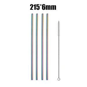 4/8Pcs Reusable High Quality Stainless Steel Metal Drinking Straw with Cleaner Brush Wholesale