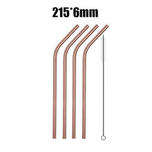 Load image into Gallery viewer, 4/8Pcs Reusable High Quality Stainless Steel Metal Drinking Straw with Cleaner Brush Wholesale