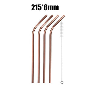 4/8Pcs Reusable High Quality Stainless Steel Metal Drinking Straw with Cleaner Brush Wholesale