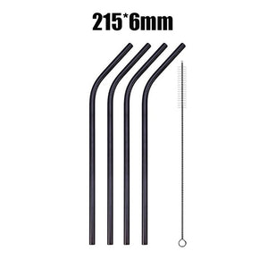 4/8Pcs Reusable High Quality Stainless Steel Metal Drinking Straw with Cleaner Brush Wholesale