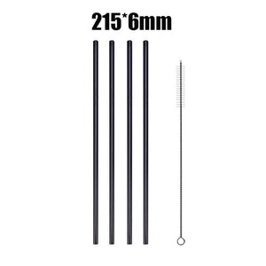 4/8Pcs Reusable High Quality Stainless Steel Metal Drinking Straw with Cleaner Brush Wholesale