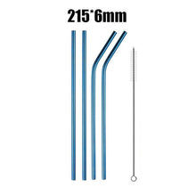 Load image into Gallery viewer, 4/8Pcs Reusable High Quality Stainless Steel Metal Drinking Straw with Cleaner Brush Wholesale