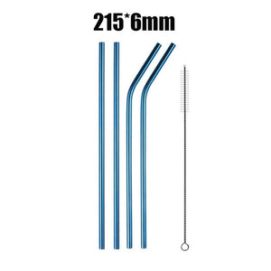 4/8Pcs Reusable High Quality Stainless Steel Metal Drinking Straw with Cleaner Brush Wholesale