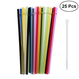 25pcs Mixed Color Party Pack Plastic Thick Drinking Straws Party