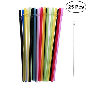 25pcs Mixed Color Party Pack Plastic Thick Drinking Straws Party