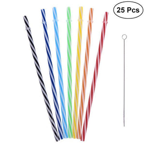 25pcs Mixed Color Party Pack Plastic Thick Drinking Straws Party