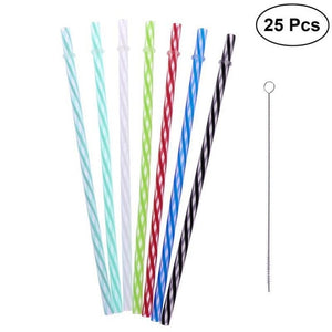 25pcs Mixed Color Party Pack Plastic Thick Drinking Straws Party