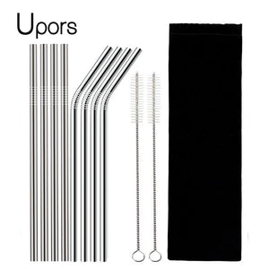 4/8Pcs Reusable High Quality Stainless Steel Metal Drinking Straw with Cleaner Brush Wholesale