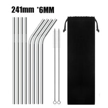 Load image into Gallery viewer, 4/8Pcs Reusable High Quality Stainless Steel Metal Drinking Straw with Cleaner Brush Wholesale