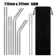 Load image into Gallery viewer, 4/8Pcs Reusable High Quality Stainless Steel Metal Drinking Straw with Cleaner Brush Wholesale