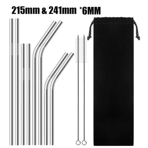 4/8Pcs Reusable High Quality Stainless Steel Metal Drinking Straw with Cleaner Brush Wholesale