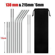 Load image into Gallery viewer, 4/8Pcs Reusable High Quality Stainless Steel Metal Drinking Straw with Cleaner Brush Wholesale