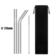 Load image into Gallery viewer, 4/8Pcs Reusable High Quality Stainless Steel Metal Drinking Straw with Cleaner Brush Wholesale