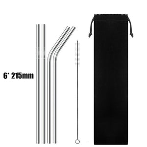 4/8Pcs Reusable High Quality Stainless Steel Metal Drinking Straw with Cleaner Brush Wholesale